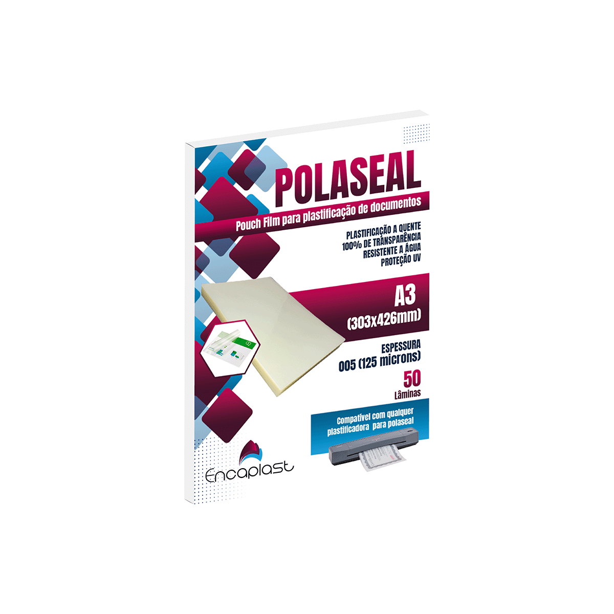Plástico Para Plastificação Polaseal A-3 303x426 Esp 005 C/50
