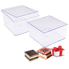 Caixa de Acrílico Para Bolo Doce Cake Box BlueStar 1,5L Quadrada C/2