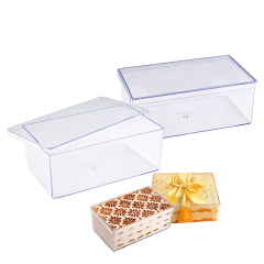 Caixa de Acrílico Para Bolo Doce Cake Box BlueStar 1,5L Retangular C/2